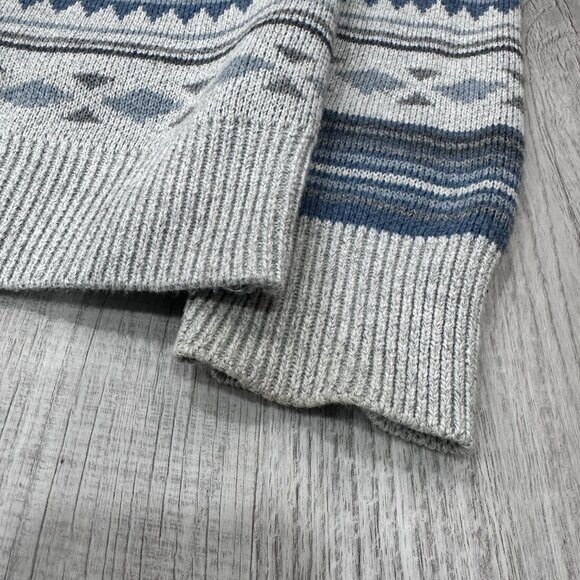 Faherty Cardigan Mens Large Blue Aztec Sweater Shawl Neck Soft Button Front - Picture 10 of 10